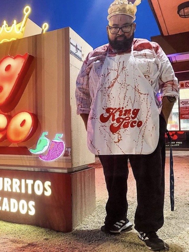 Man dressed up as a killer King Taco